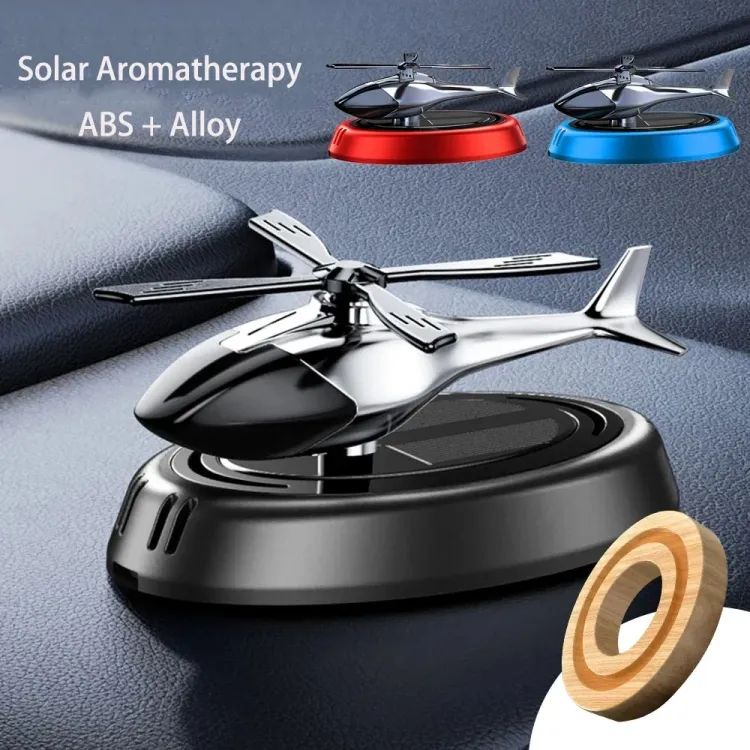 Solar Car Air Freshener Helicopter Car Aroma Diffuser Auto  Sun Light Energy Rotation 