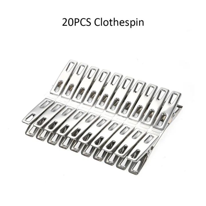 Pack Of 20 Stainless Steel Clothes Clips