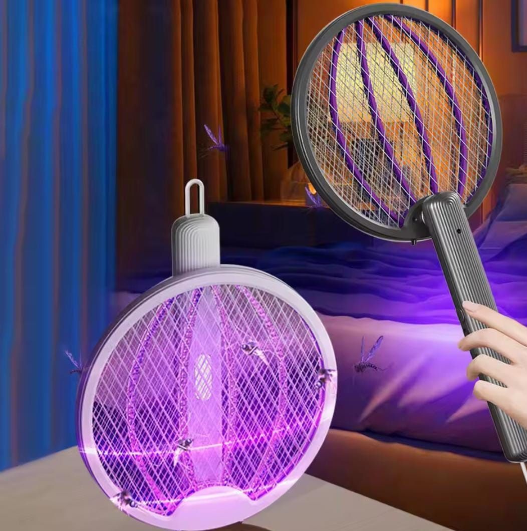 Foldable Mosquito Killer Racket Trap Rechargeable Bug Zapper Racket
