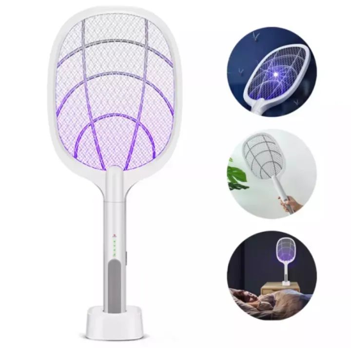 2 In 1 Rechargeable Electronic Mosquito Bat Racket Insect Killer Lamp
