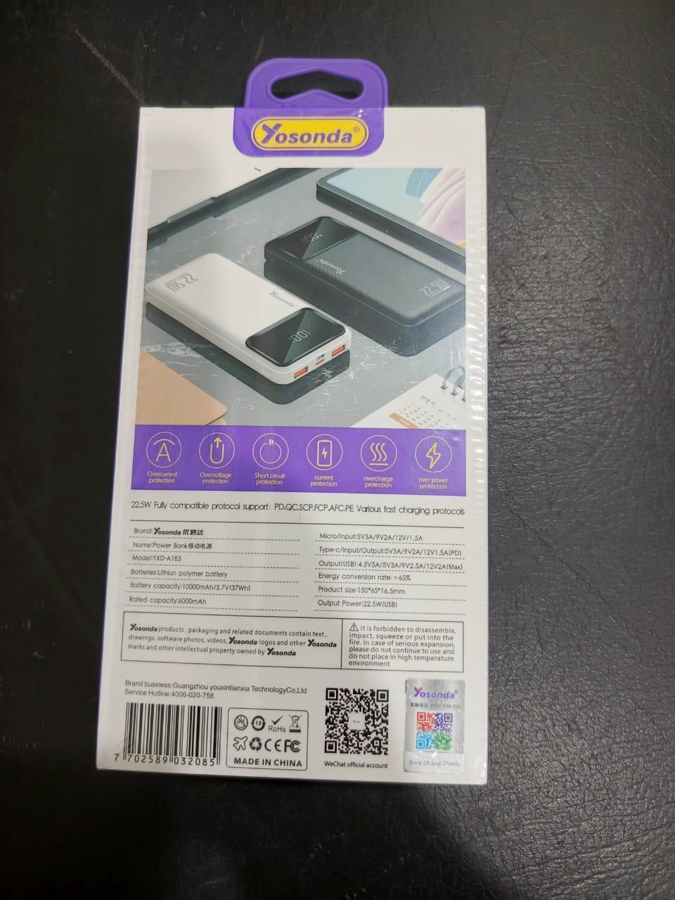 Fast Charging Power Bank - Portable 10,000mAh USB-C & USB-A - 1 Pc