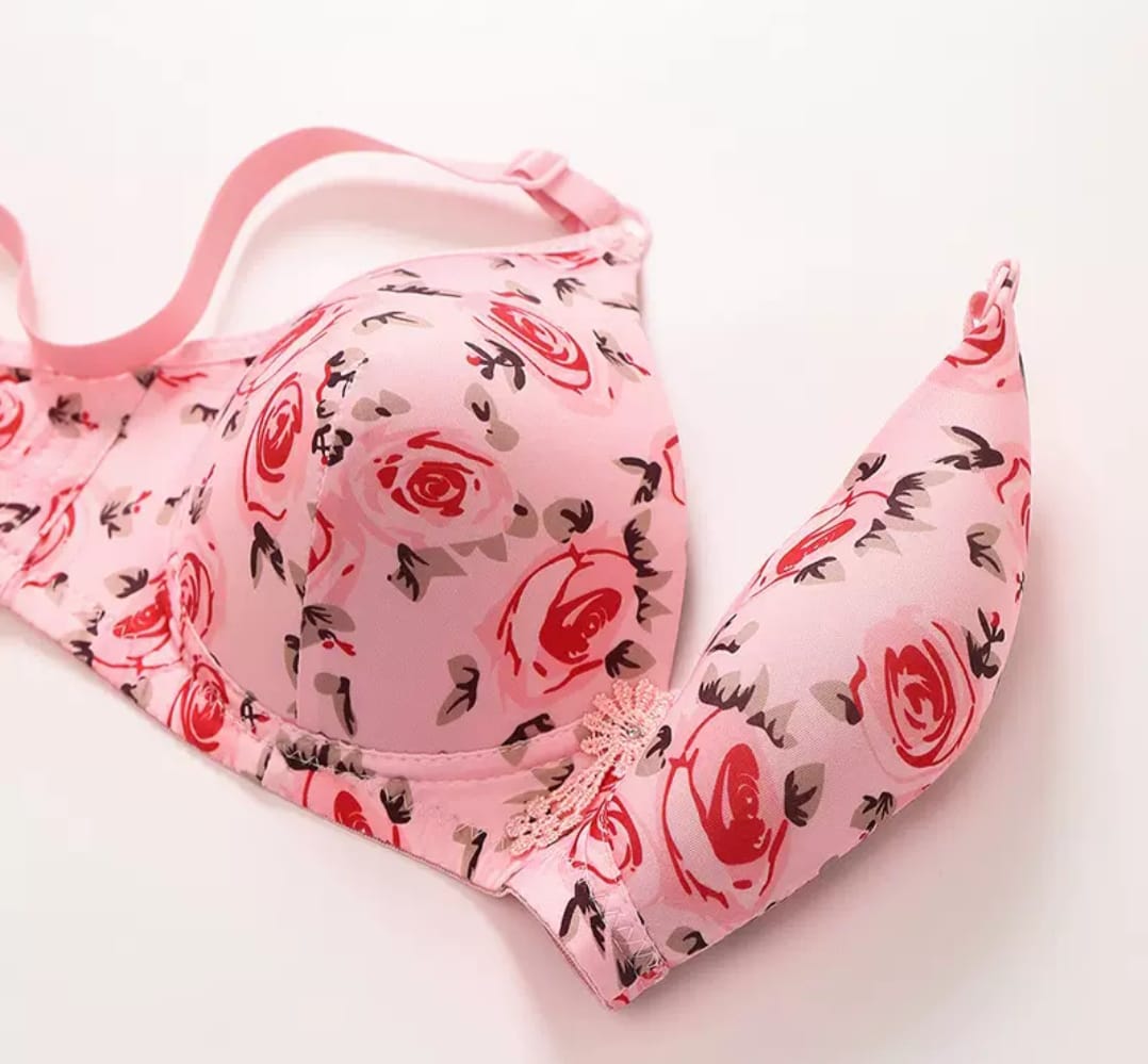 Printed Soft Cotton Padded Bra For Women | (Random Color) - 34-36-38-40