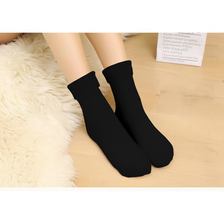 Women’s Woolen Quarter Socks – Pack Of 2 , Soft & Warm Winter Wear,  Black & Skin Colors (1 Pair)