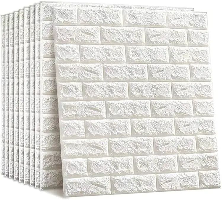 3D Brick Wall Stickers, Self Adhesive Wallpaper Foam Sheet White – 70*77cm