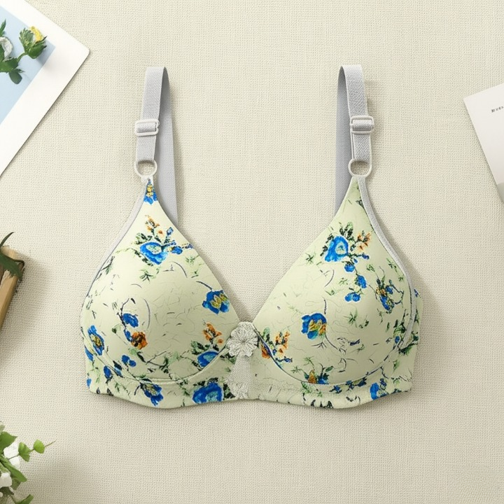 Printed Soft Cotton Padded Bra For Women | (Random Color) - 34-36-38-40