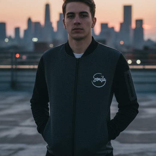 Printed Zipper Jacket For Men & Boys – Charcoal Grey