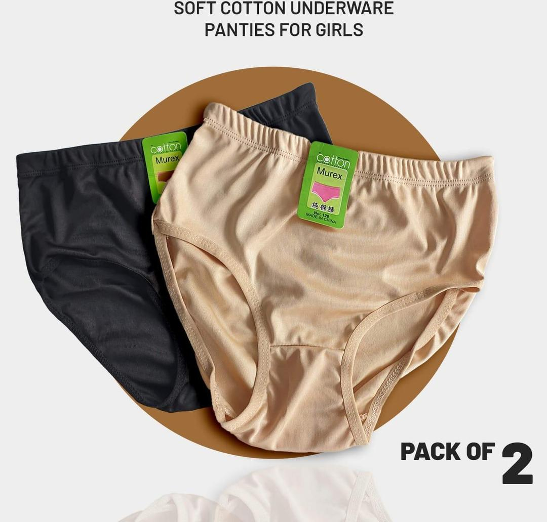 Pack Of 2 Cotton Panties – Comfortable & Lightweight Plain Design (S, M, L )(Random Color) - Large