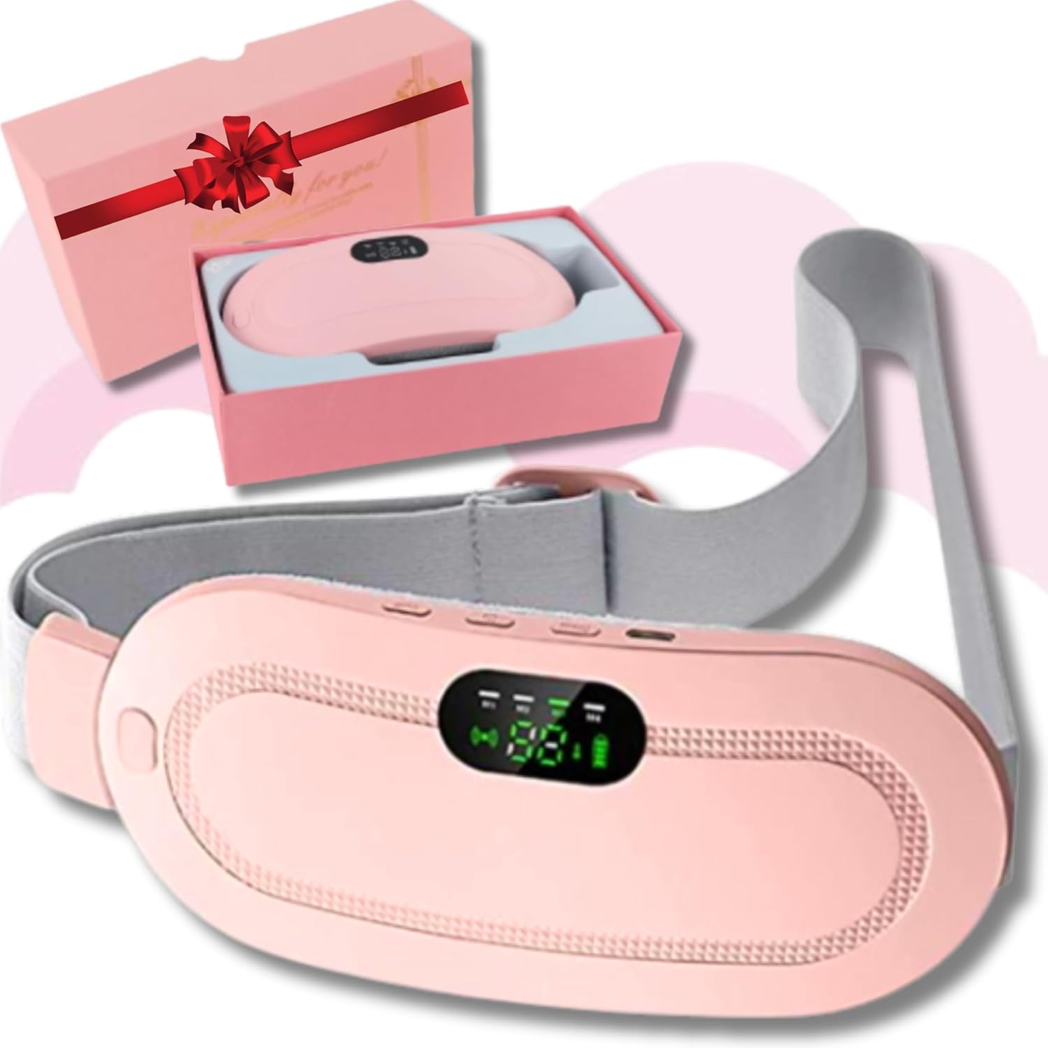 Digital heating pad & vibrating belt with 3 heat levels, 4 modes for quick menstrual relief