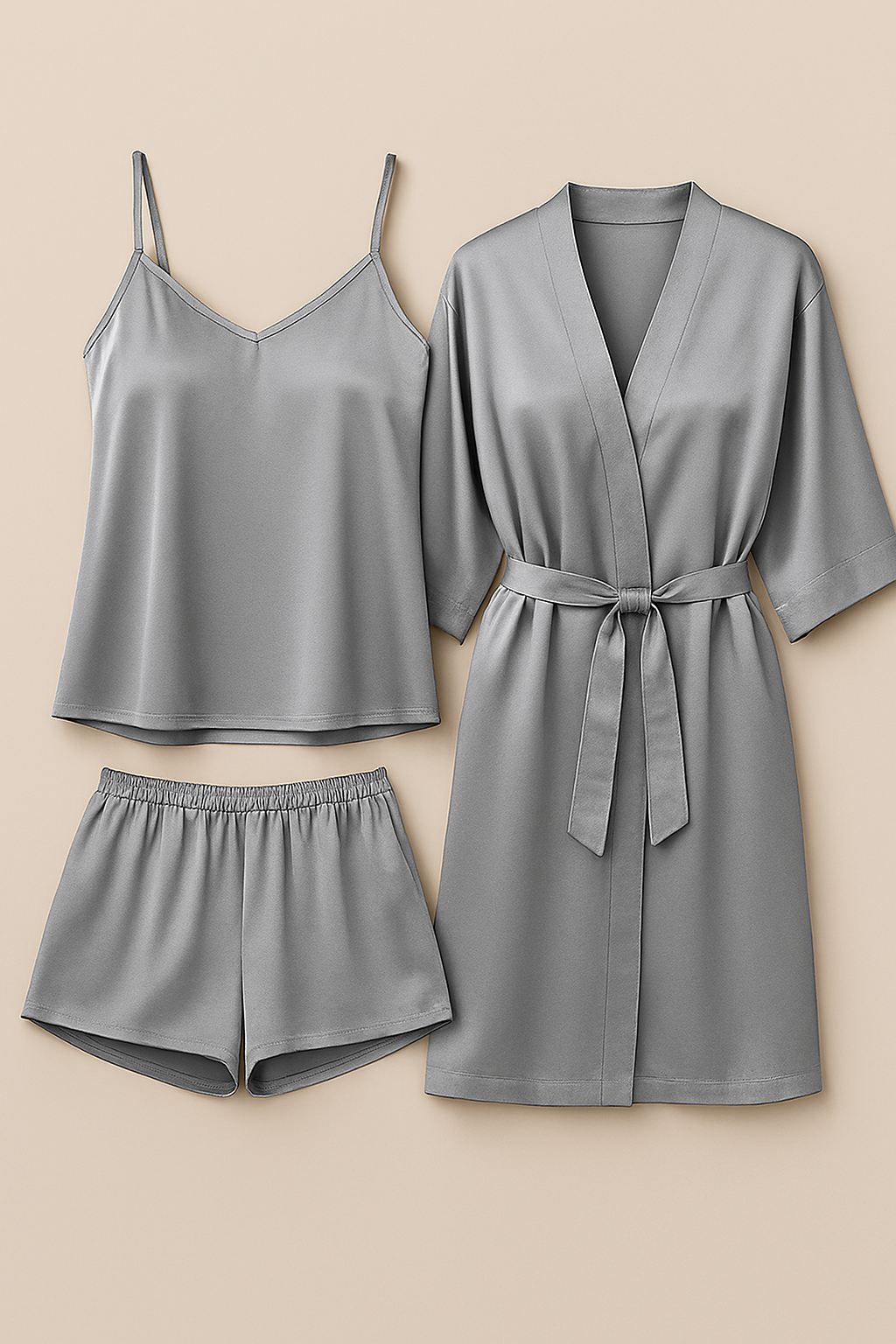 3-Piece Satin Sleepwear Set For Women | Elegant Nightwear & Loungewear – Free Size (28-38)