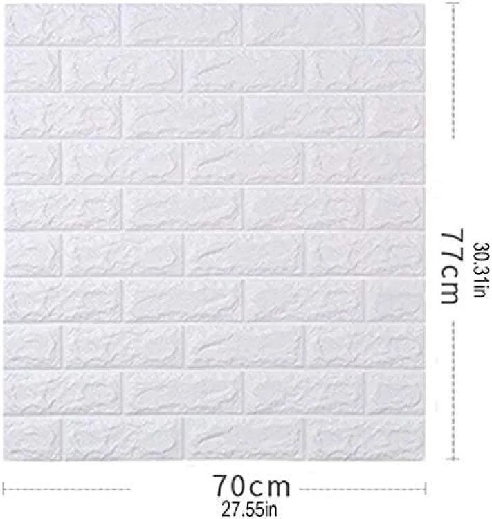 3D Brick Wall Stickers, Self Adhesive Wallpaper Foam Sheet White – 70*77cm