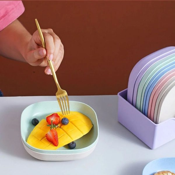 Square Plastic Dinner Plate Set Set Of 10 Pcs Colorful