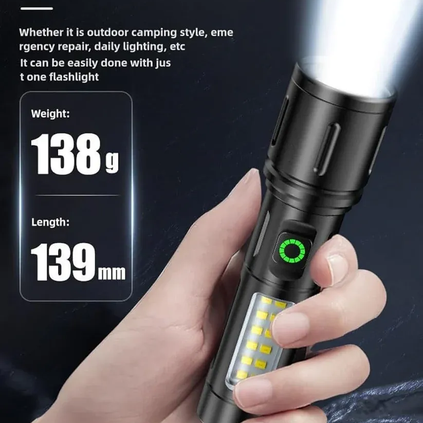 Rechargeable LED Flashlight Powerful  Zoom Torch With Long Battery Life And Bright Light