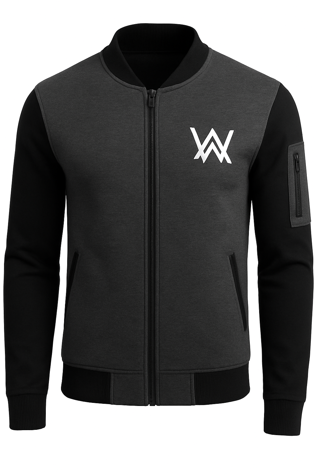 Printed Zipper Jacket For Men & Boys – Charcoal Grey