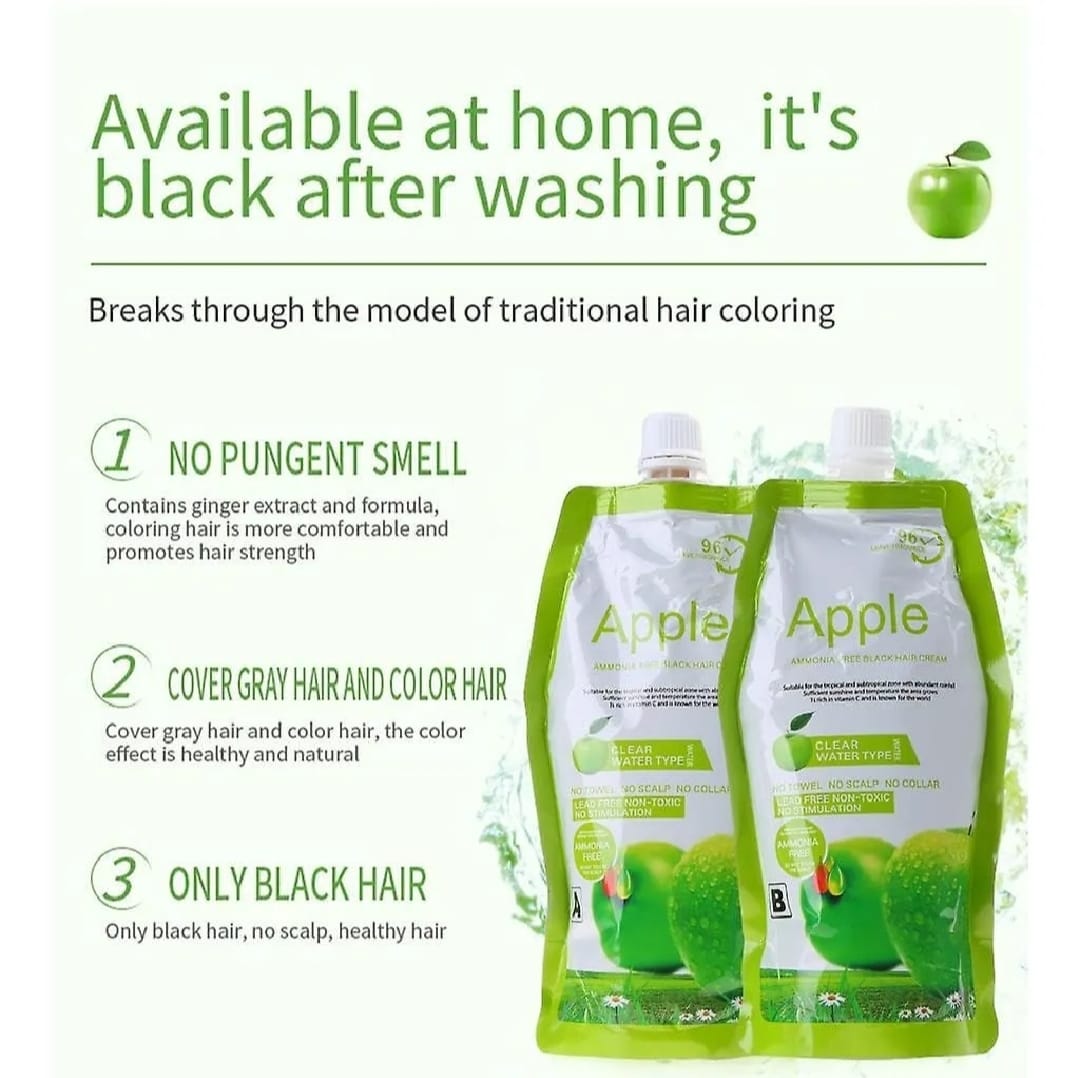 Apple Hair Color 500 Ml Ammonia – Natural-Looking Coverage With Nourishing Formula/Black/Brown