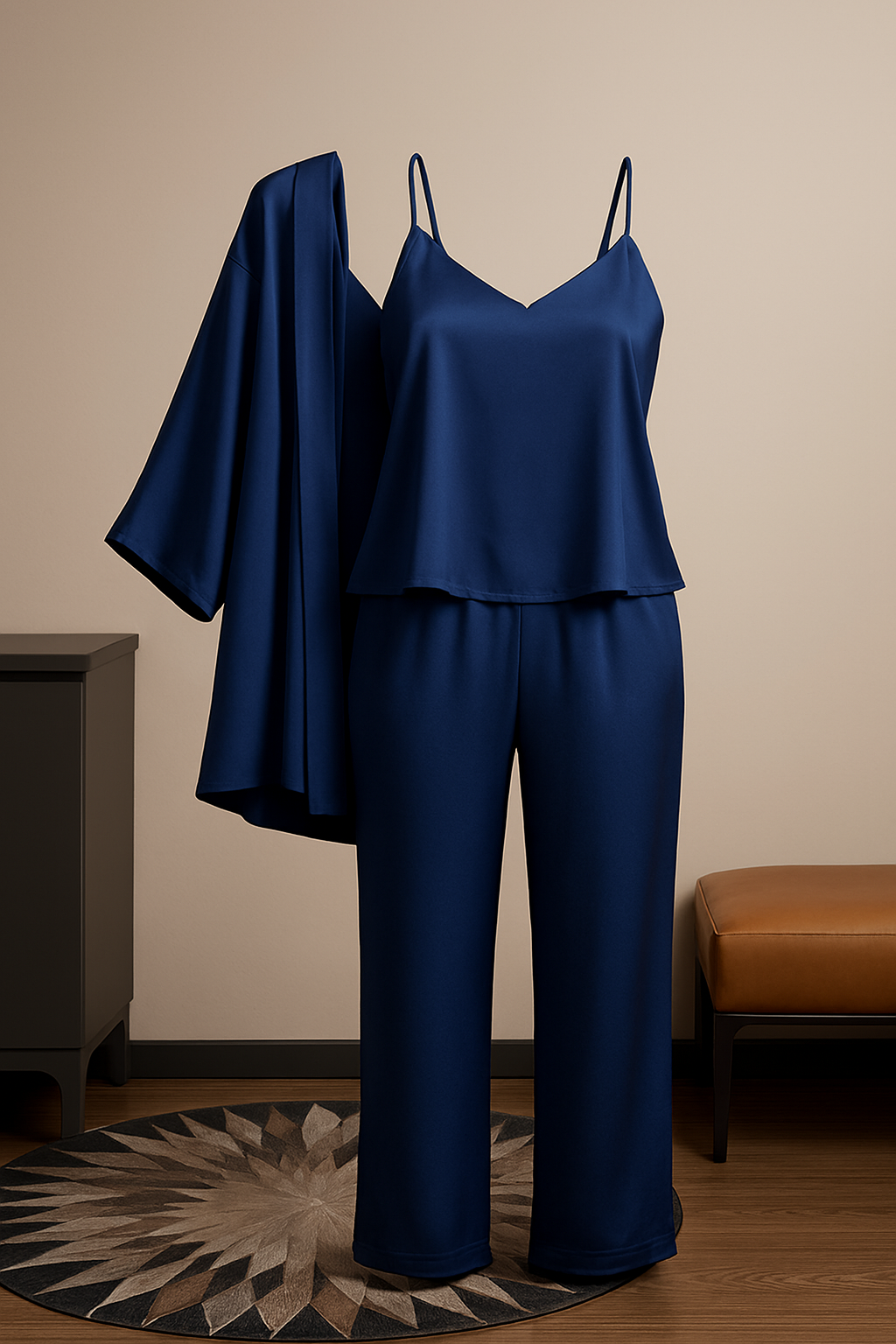3-Piece Premium Satin Sleepwear Set For Women | Nightwear & Loungewear | Free Size (28-38) - Maroon,Blue,Black