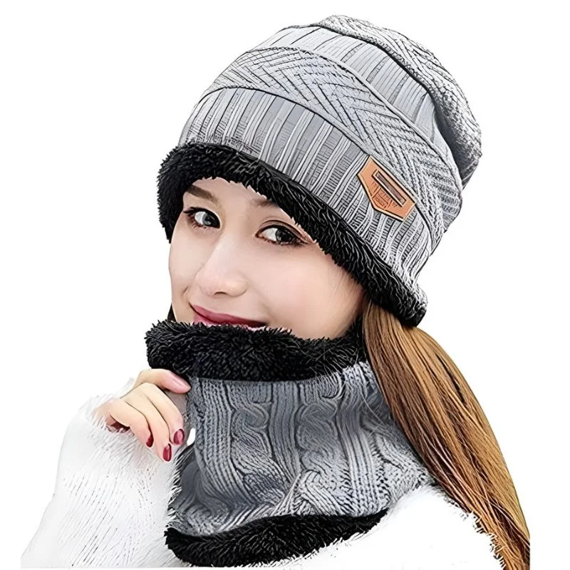 Winter Wool Cap with Neck Warmer Set | for Men and Women
