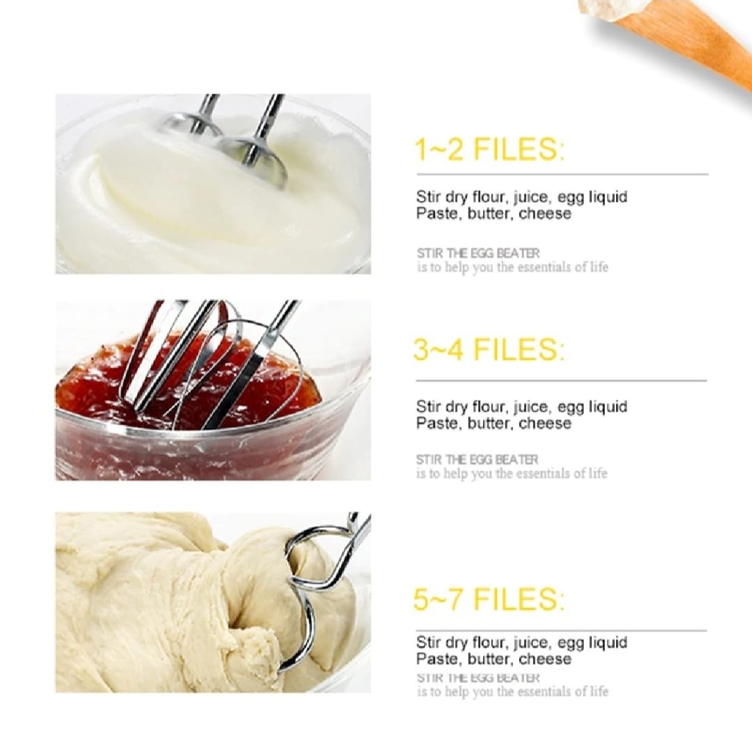 Scarlett Hand Mix Beater 7 Speed Egg Beater With Chrome Beater Plus Dough Hook