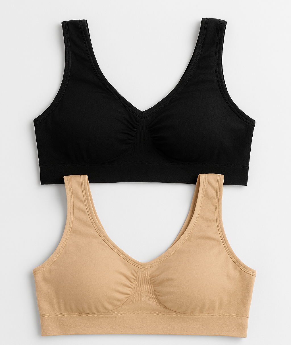 Women's Lycra Sports Bra Set – (Pack Of 2) Black & Skin Color