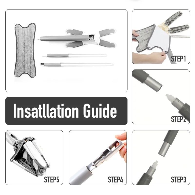 Twist Mop, X Shape Microfiber Floor Clean  Mop With 360 Rotating