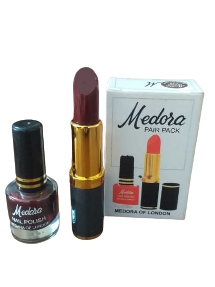 Medora 2 In 1 Lipstick & Nail Polish Combo – (Shade Red, Maroon)