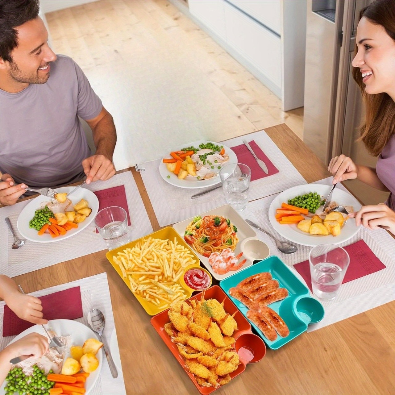 4-Piece Colorful Serving Platter Set – (Random Color)