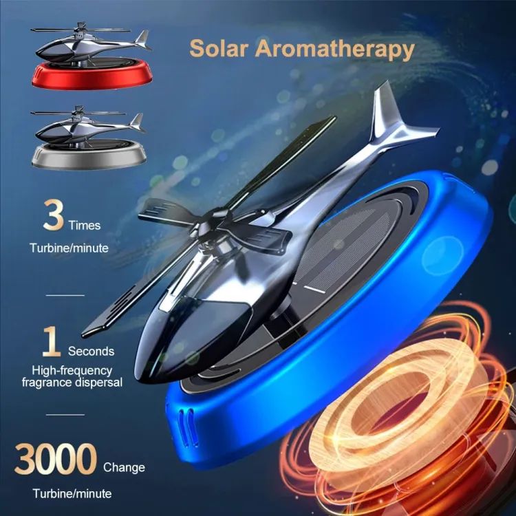 Solar Car Air Freshener Helicopter Car Aroma Diffuser Auto Sun Light Energy Rotation