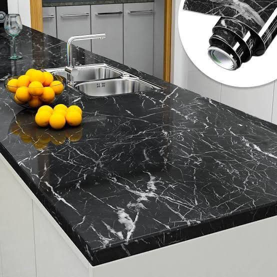 Self Adhesive Black Marble Sheet For Kitchen – Waterproof, Heat And Oil Resistant(60x200)