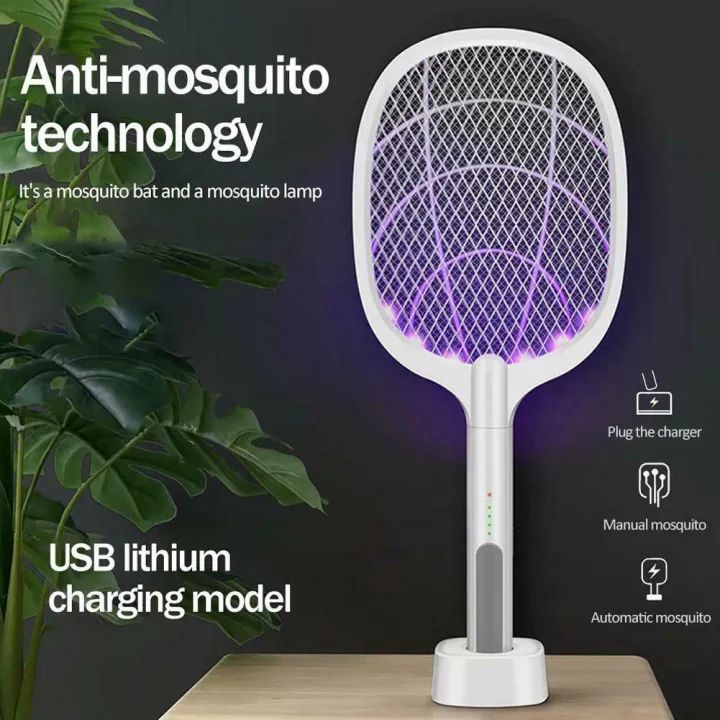 2 In 1 Rechargeable Electronic Mosquito Bat Racket Insect Killer Lamp