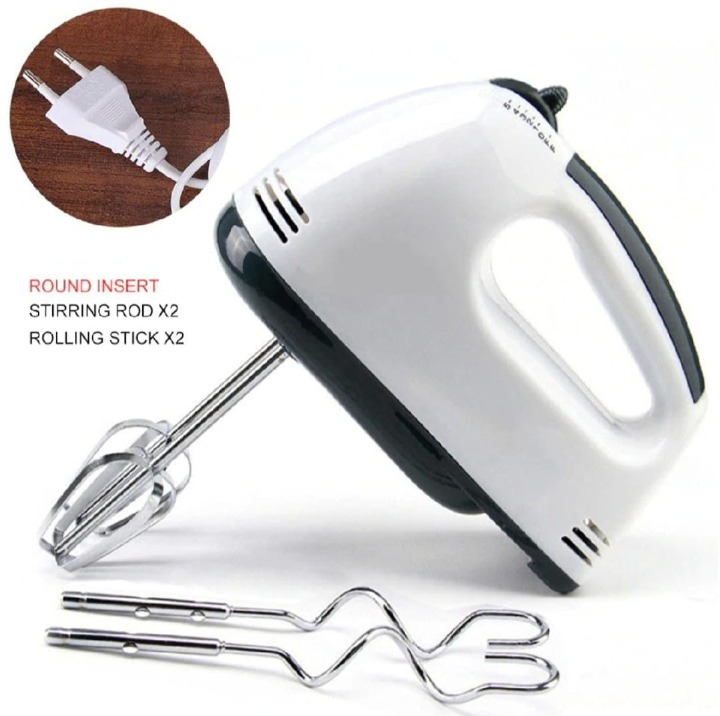 Scarlett Hand Mix Beater 7 Speed Egg Beater With Chrome Beater Plus Dough Hook
