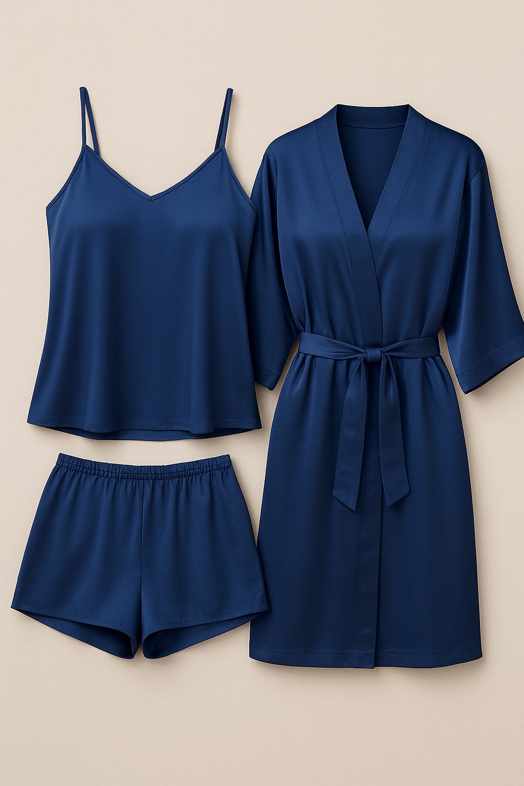 3-Piece Satin Sleepwear Set For Women | Elegant Nightwear & Loungewear – Free Size (28-38) 