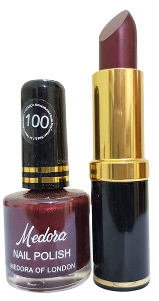 Medora 2 In 1 Lipstick & Nail Polish Combo – (Shade Red, Maroon)