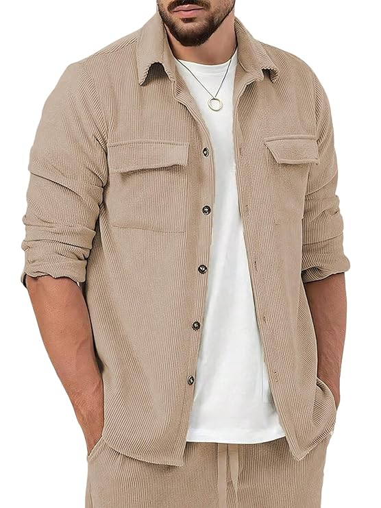 Men's Corduroy Button-Up Shirt