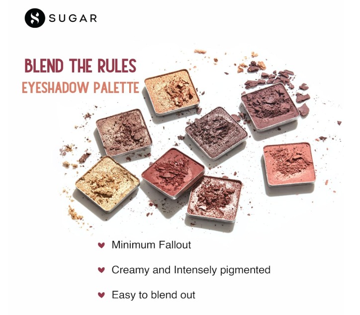 SUGAR Cosmetics Blend The Rules Eyeshadow Palette | Long Lasting, Smudge Proof & Shimmery Finish