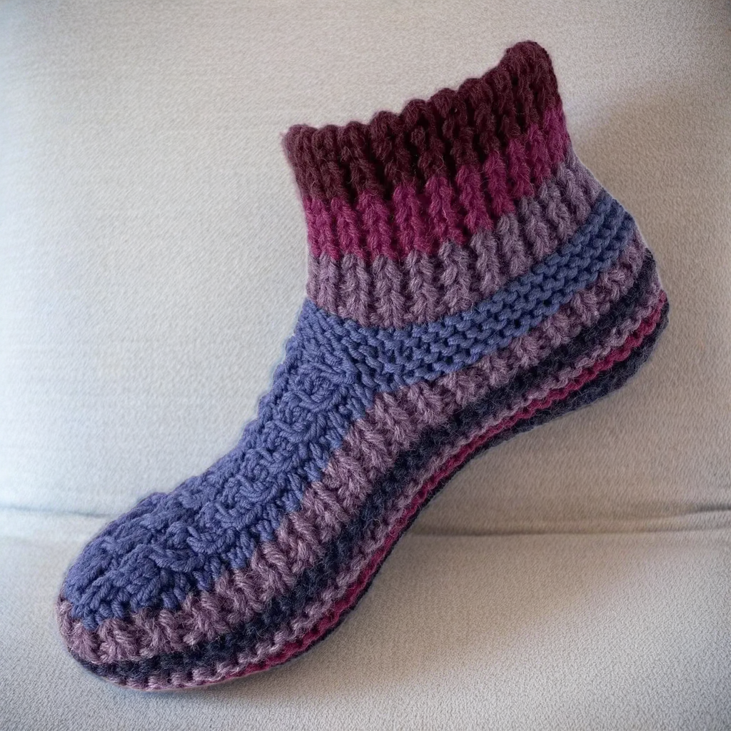 Hand Knit Wool Slippers Multicolor
