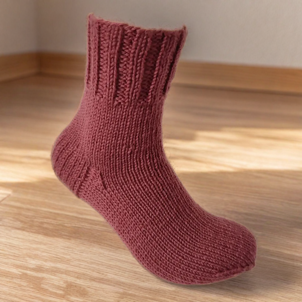 Hand Knit Women Wool Socks Old Rose