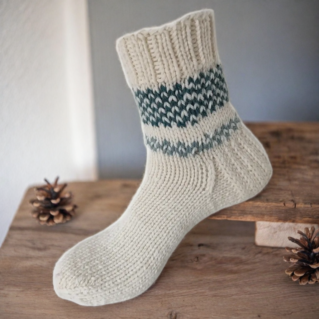 Hand Knit Women Wool Socks Dana White