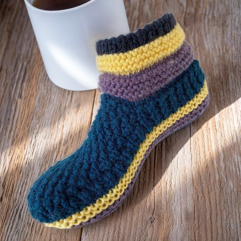 Hand Knit Wool Slippers Dana