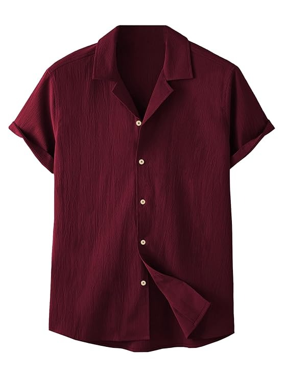 Men’s Short Sleeve Burgundy Shirt