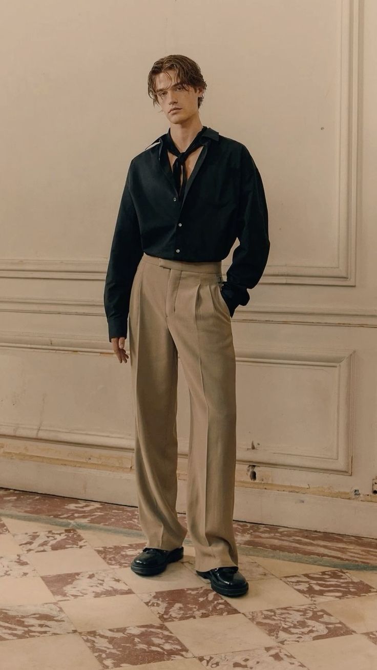 Classic Beige Pleated Trousers