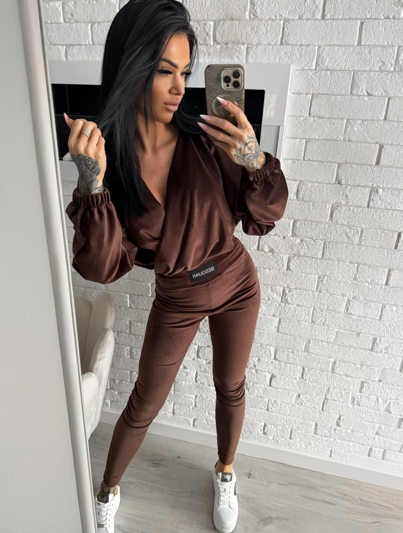 Brązowy komplet damski