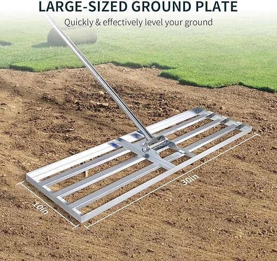 Lawn Leveling Rake 30x10 inch, (Professional-Grade) Lawn Leveler Tool, Handle Rakes for Lawns Heavy Duty Landscape Rake for Backyard, Garden, Golf Course, Farm, Pasture