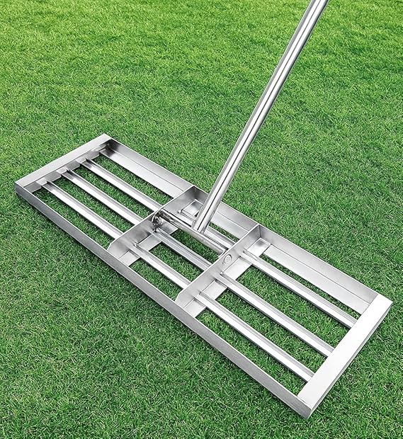 Lawn Leveling Rake 30x10 inch, (Professional-Grade) Lawn Leveler Tool, Handle Rakes for Lawns Heavy Duty Landscape Rake for Backyard, Garden, Golf Course, Farm, Pasture