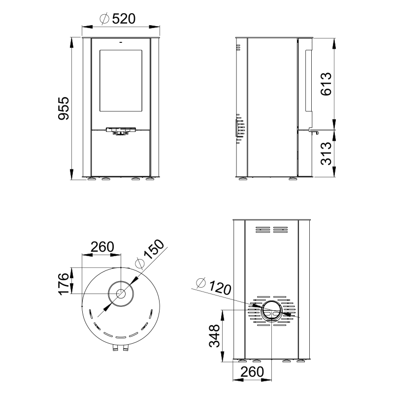 Malkinė krosnelė Bronpi Dover 9 kW