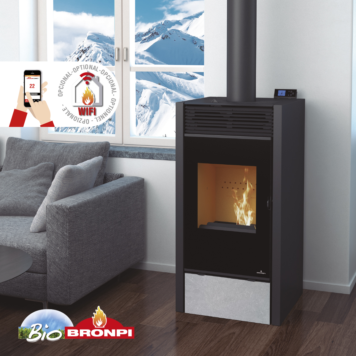 Hibridinė krosnelė Bronpi Hybrid (malkos / granulės) 10 / 11 kW