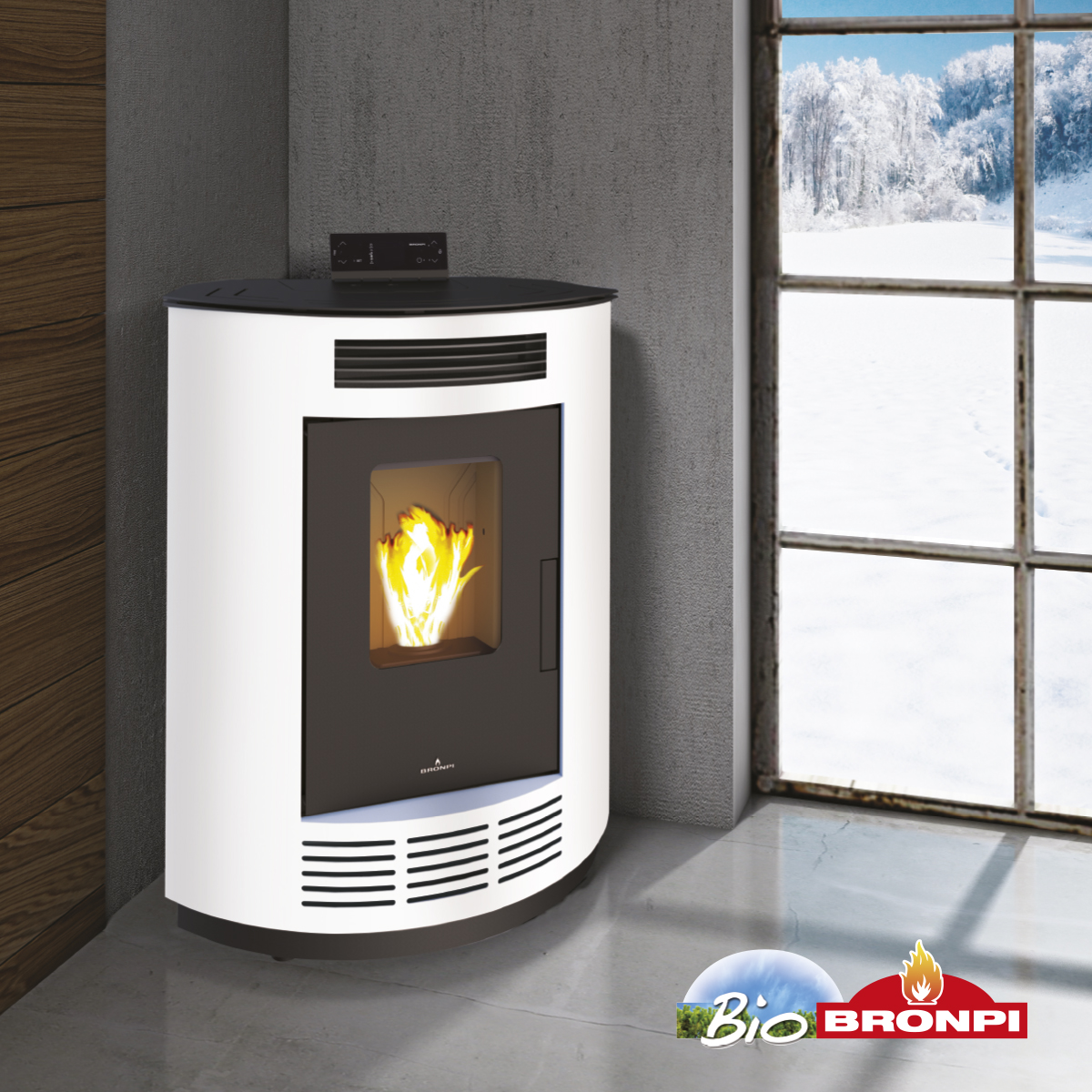 Kampinė granulinė krosnelė Bronpi Nina 9 kW