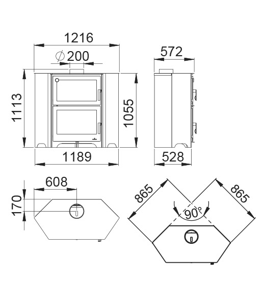 Malkinė krosnelė su orkaite Bronpi Murano-R  14 kW