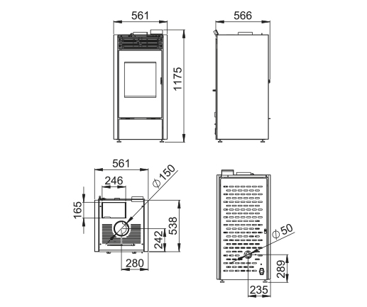 Hibridinė krosnelė Bronpi Hybrid (malkos / granulės) 10 / 11 kW