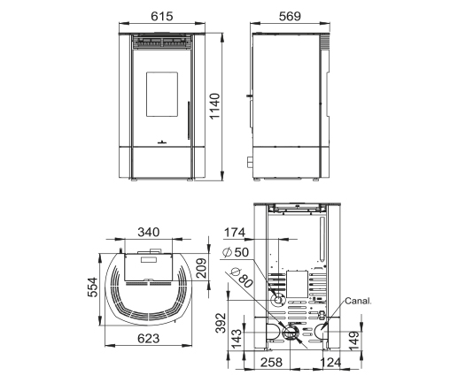 Granulinė krosnelė Bronpi Mila 11 kW
