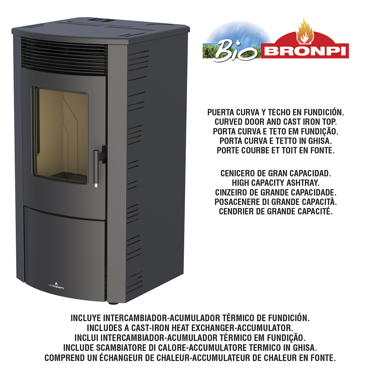 Granulinė krosnelė Bronpi Abril Extra 11 kW su automatiniu nuvalymu