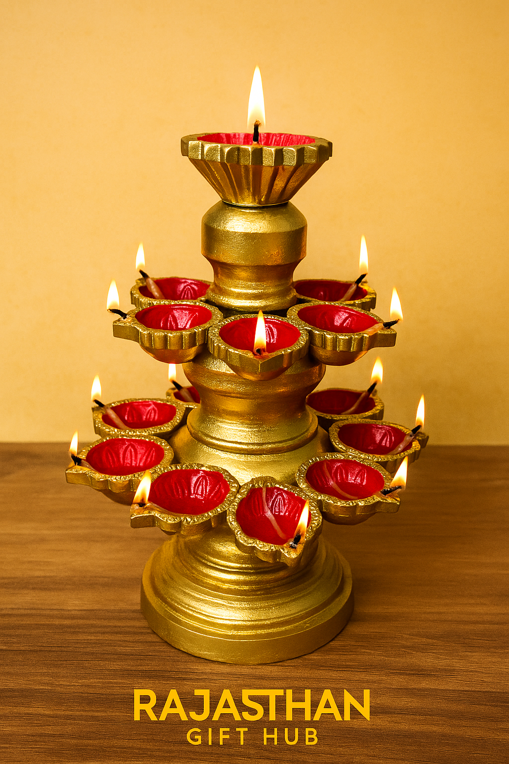 मिट्टी का दीपक स्टैंड (golden)